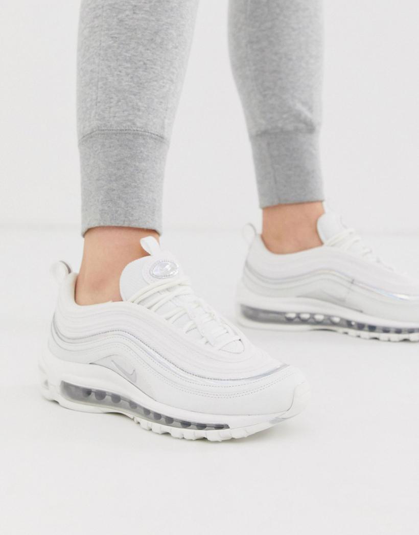 Donna Nike Nike - Air Max 97 - Sneakers Bianche E Argento Gel ... التحريك