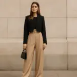 Abbina pantaloni wide leg a blazer corti: il trucco che crea una silhouette equilibrata